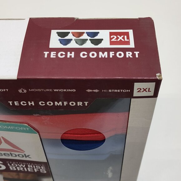 Reebok Performance Low Rise Briefs Men's 2XL 6-Pack Moisture Wicking Comfort NIB - Picture 6 of 7